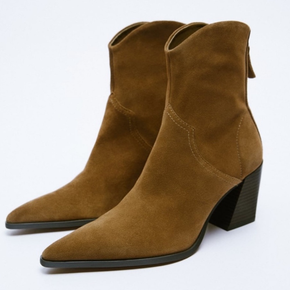 Zara Cowboy Split Leather Boots